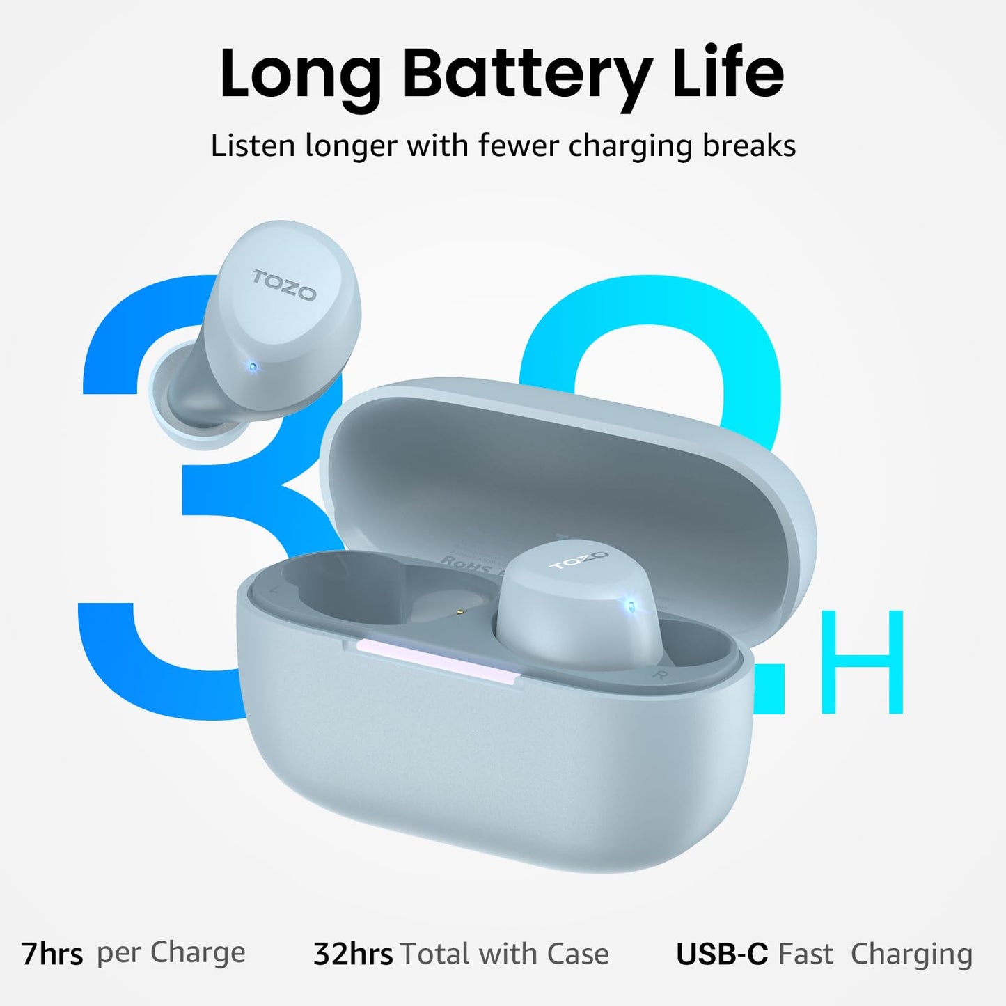 TOZO A1 Wireless Earbuds Bluetooth 5.3 Light Weight in Ear Headphones