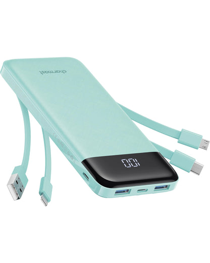 charmast Power Bank Portable Charger with Reinforced Built-in 4 Cables