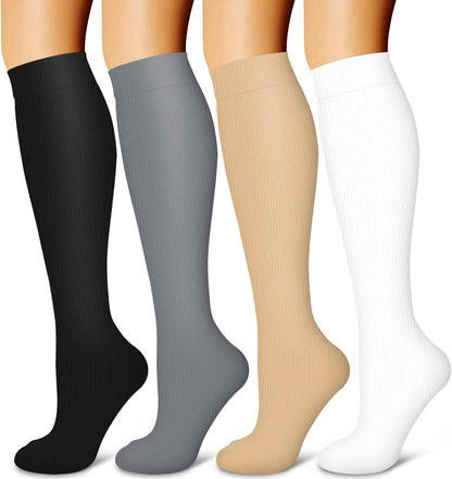 Laite Hebe 4 Pairs-Compression Socks for Women&Men Circulation-Best Support for Nurses,Running,Athletic
