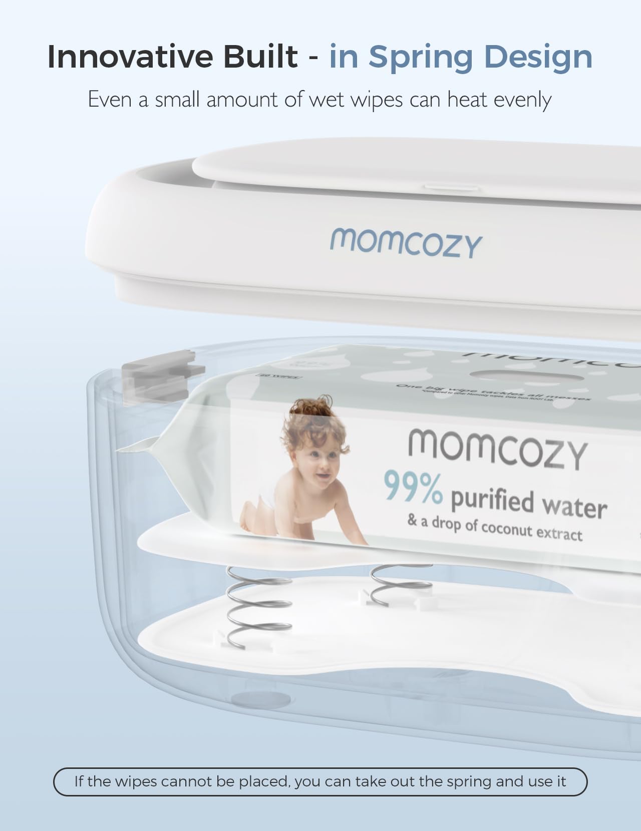 Momcozy Baby Wipe Warmer, Innovative Spring Design,Large Capacity Dispenser