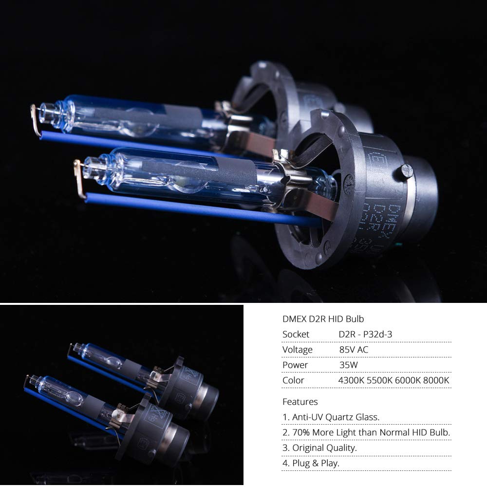 DMEX D3S HID Headlight Bulbs 8000K White Blue Xenon 35W 66340 42403 42302 Replacement - Pack of 2 (Not fit Halogen Headlamp)
