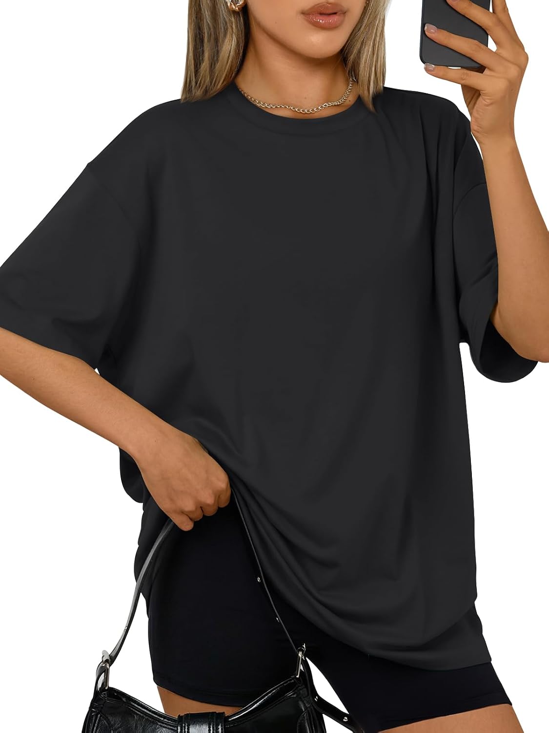 Trendy Queen Womens Oversized T-Shirts Short Sleeve Crew Neck Summer Tops