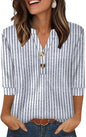 OFEEFAN Womens Tops 3/4 Sleeve Henley Shirts for Women Summer Outfits Fashion Clothing