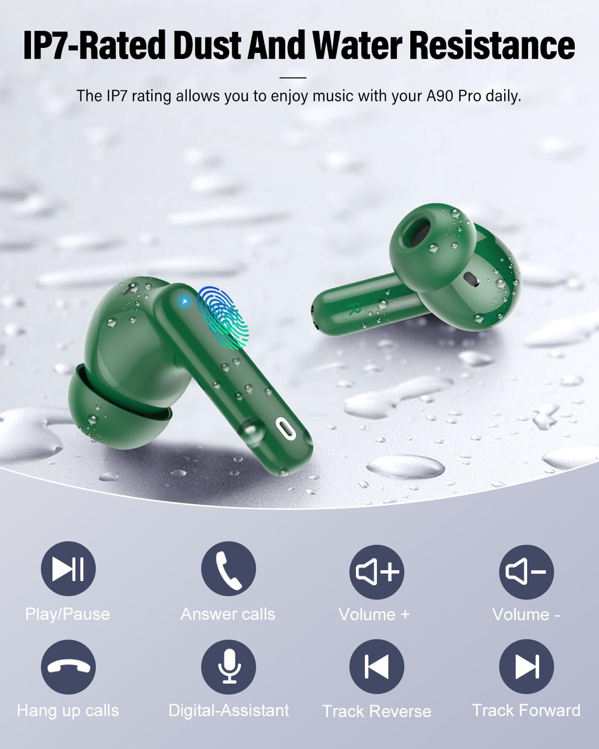 Wireless Earbuds, Bluetooth 5.4 Headphones Bass Stereo/Clear Calls, Black