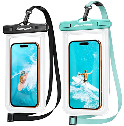 Hiearcool Waterproof Phone Pouch, Waterproof Phone Case, Black&Green 2-Pack