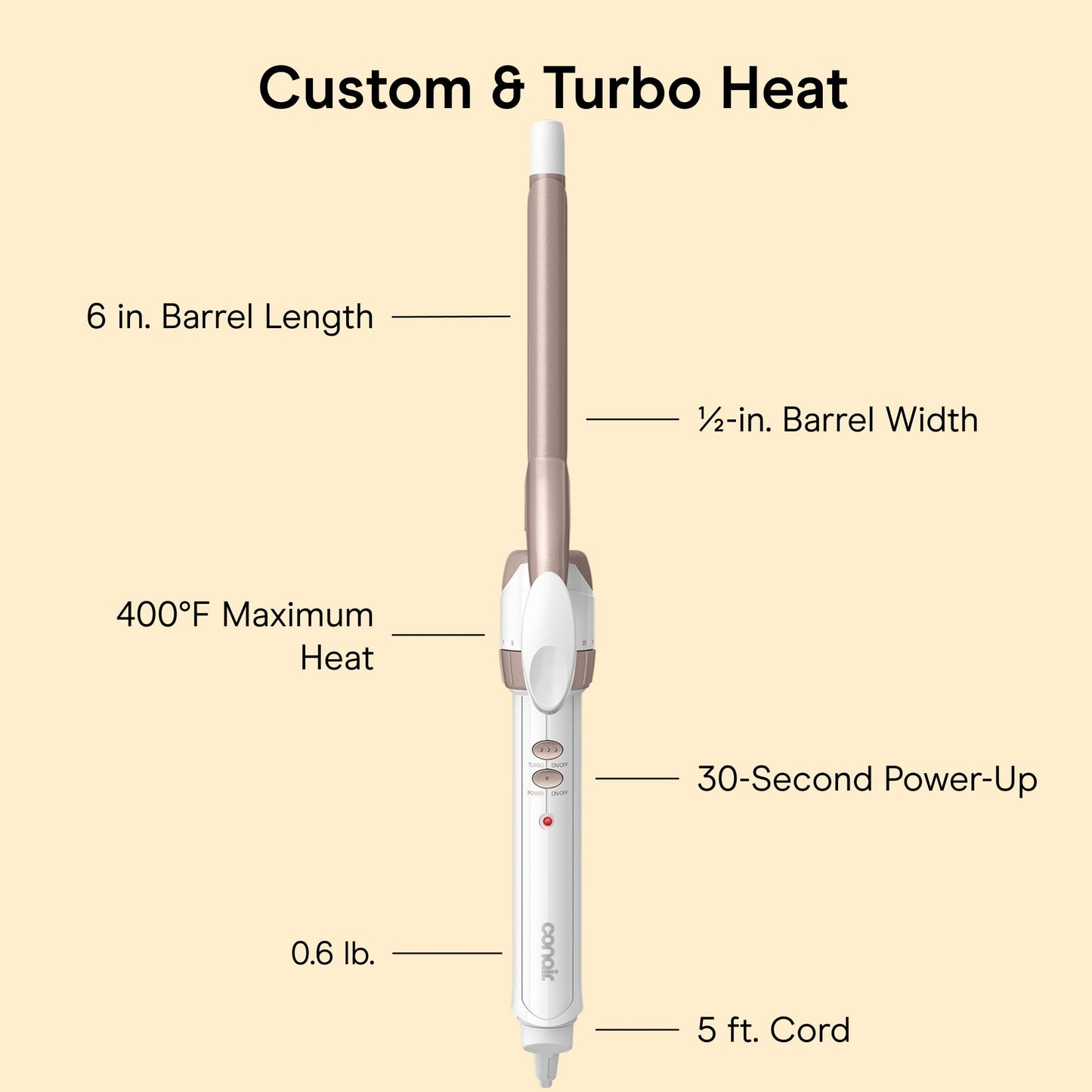 Conair Curling Iron, Double Ceramic, 1" Barrel, White/Rose Gold