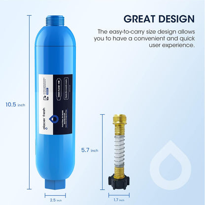 GLACIER FRESH RV/Marine Water Filter with 2 Flexible Hose Protectors 4 Pack