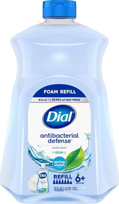 Dial Antibacterial Defense Foaming Hand Soap Refill, Spring Water, 52 Fl Oz