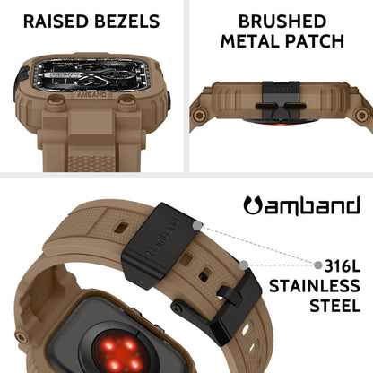 amBand Bands Compatible with Apple Watch 9/8/7/6/5/4 & SE 3/2/1 45mm/44mm Case for Men, M1 Sport Series Rugged Case Protective Cover for iWatch SE3/SE2/6/SE/5/4 44/45 mm Men Black