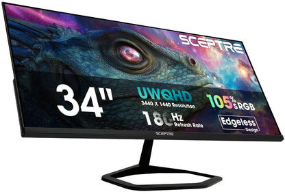 Sceptre New 22-Inch Gaming Monitor, FHD 1080p, Up to 144Hz, HDMI, DisplayPort, Built-in Speakers, Machine Black (E225W-FW144 Series, 2026)