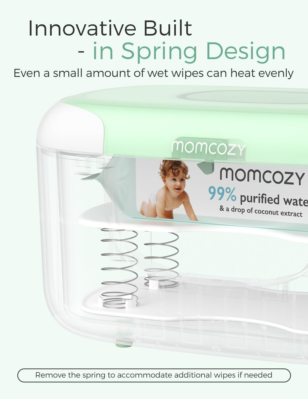 Momcozy Baby Wipe Warmer, Innovative Spring Design,Large Capacity Dispenser