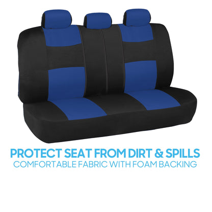 BDK PolyPro Car Seat Covers Full Set in Solid Black, Front and Rear Split Bench Seat Covers for Cars, Easy to Install Car Seats Cover Set and Accessories for Auto Trucks Van SUV - Solid Black