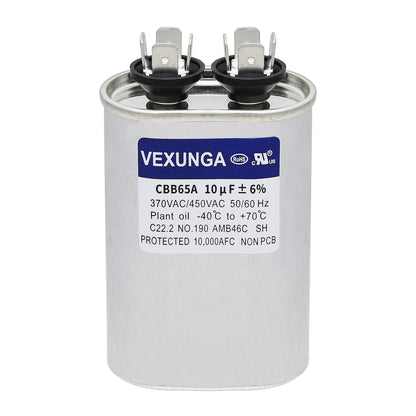 VEXUNGA 5uF 370/440VAC 50/60Hz CBB65 CBB65A Oval Run Start Capacitor 5 MFD 370V/440V Air Conditioner Capacitors for AC Unit Fan Motor Start or Pool Pump or Air Condenser Straight Cool