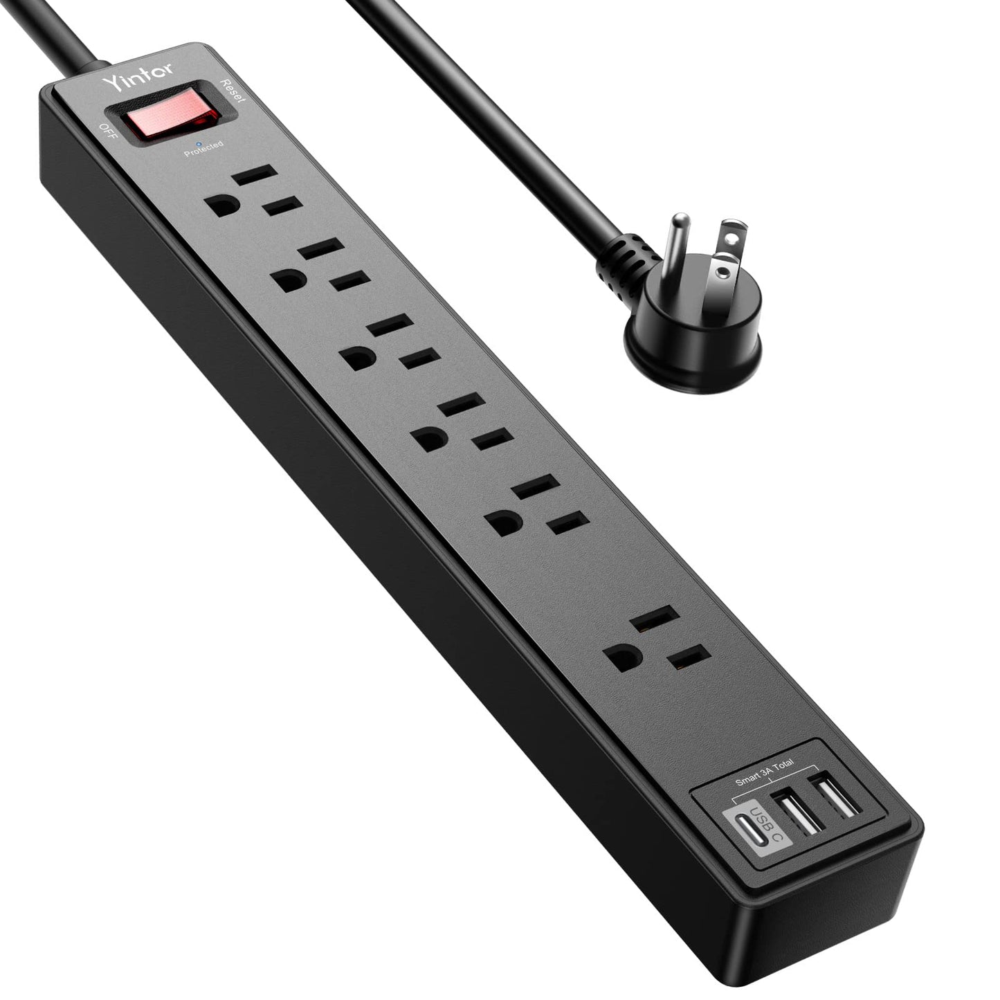 Yintar 6Ft Surge Protector Power Strip with 8 Outlets and 4 USB Ports