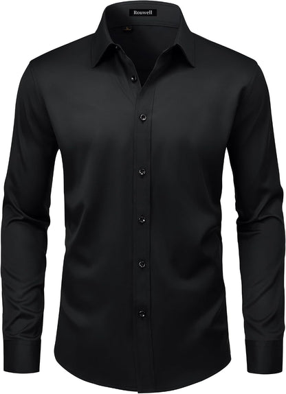 Men’s Wrinkle Free Dress Shirts Regular Fit Long Sleeve Non Iron Business Casual Wedding Stretch Button Down Shirt