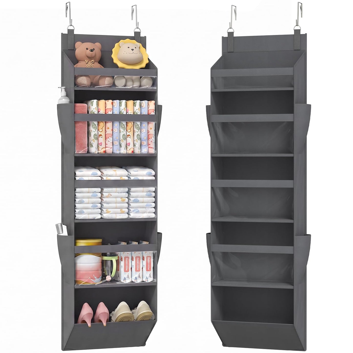 Lifewit 1 Pack Over the Door Organizer, 5 Section Hanging Storage, Beige