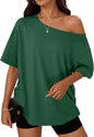 Trendy Queen Womens Off the Shoulder Tops Oversized Summer T-Shirts 2026