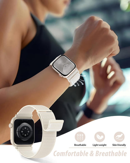 Nylon Loop Sport Band Compatible with Apple Watch Bands 38mm 40mm 41mm 42mm for Women Men, iWatch Wrist Straps for Se, Series 11 10 9 8 7, Breathable, Soft Band Ideal for Outdoor