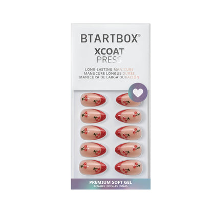 BTArtbox Press On Nails, Cream Puff, Short Almond, Ombre Off White, 32Ct