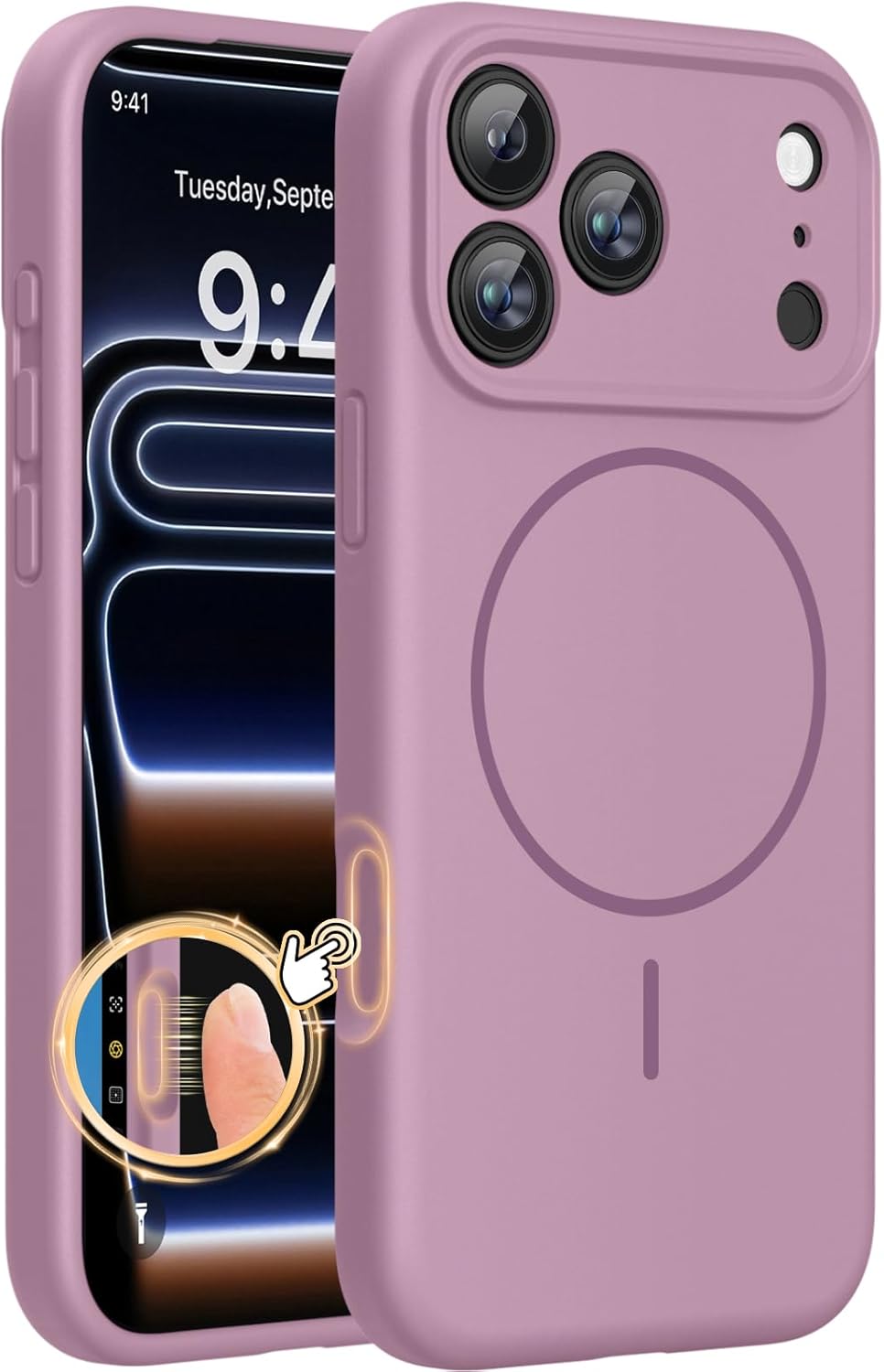 Miracase Magnetic for iPhone 16 Pro Case, Silicone, Black