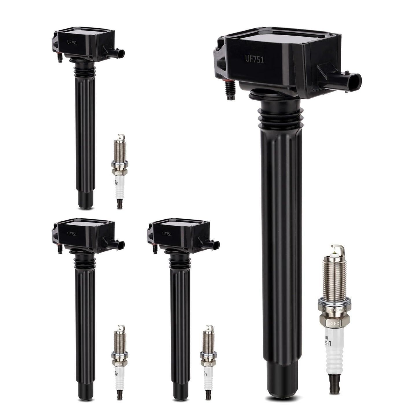 UF667 Ignition Coil & ILZFR6D11 Double Iridium Spark Plug for BMW 2.5-6.0L