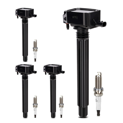 UF667 Ignition Coil & ILZFR6D11 Double Iridium Spark Plug for BMW 2.5-6.0L
