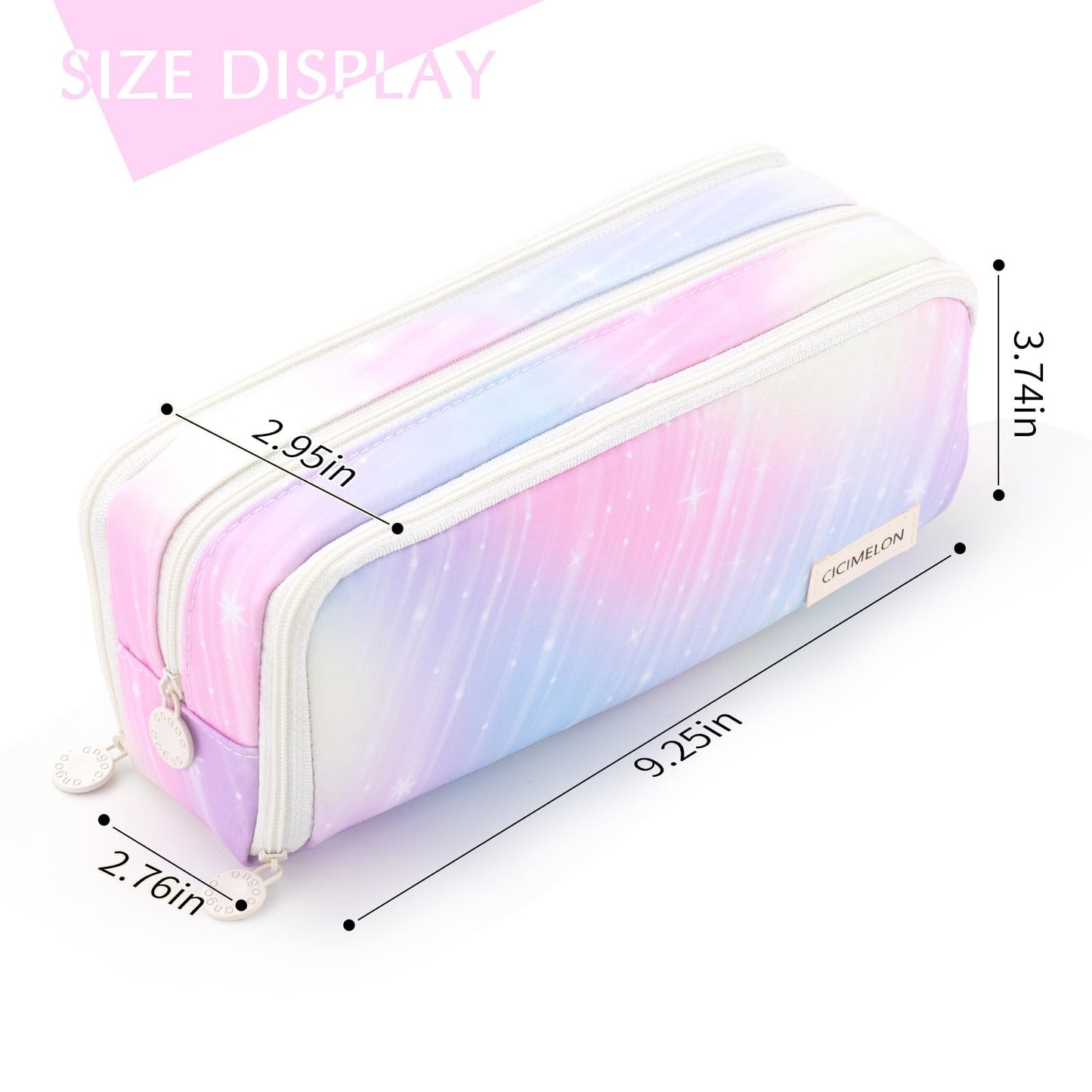 CICIMELON Large Capacity Pencil Case 3 Compartment Pouch Pen Bag for School Teen Girl Boy Men Women (Pink)