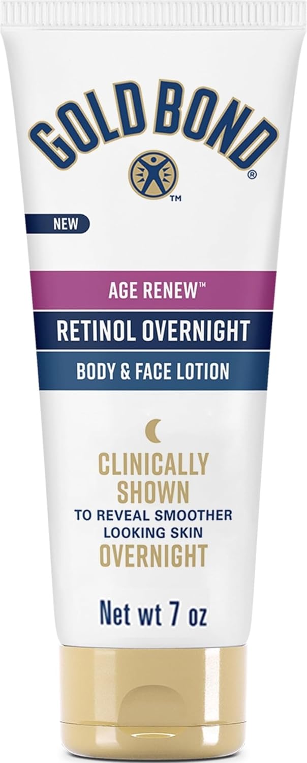 Gold Bond Age Renew Retinol Overnight Body & Face Lotion, Retinol Face and Body Lotion with Peptide Complex, 7 oz