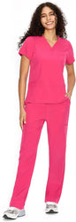 COZYFIT Scrubs for Women Set - V-Neck & Straight Leg Pants with 9 Pockets