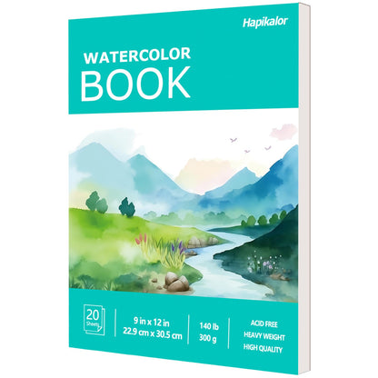 Hapikalor Watercolor Paper Pad, 9"x12" Water Color Paper, 140lb/300gsm Teal