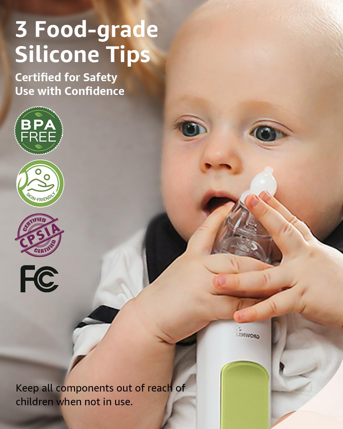 GROWNSY Nasal Aspirator for Baby, Electric Nose Sucker, Powerful Suction