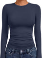 AUTOMET Womens Crew Neck Long Sleeve Shirts Compression Underscrubs Tops