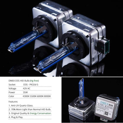 DMEX D3S HID Headlight Bulbs 8000K White Blue Xenon 35W 66340 42403 42302 Replacement - Pack of 2 (Not fit Halogen Headlamp)