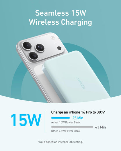 Anker MagGo Power Bank, 10,000mAh Qi2-Certified 15W Portable Charger