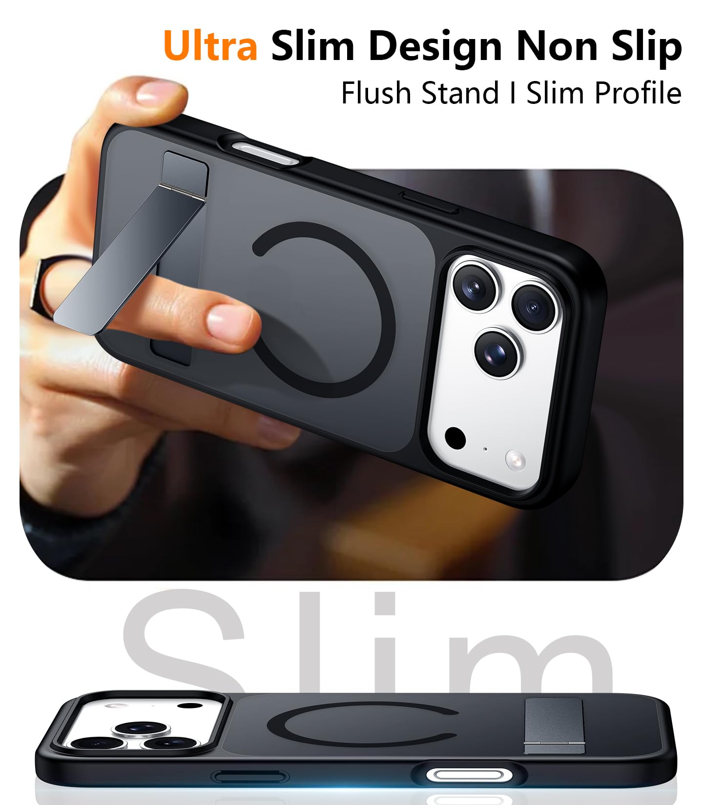 SPIDERCASE Magnetic for iPhone 17 Pro Max Case,with Kickstand,Clear