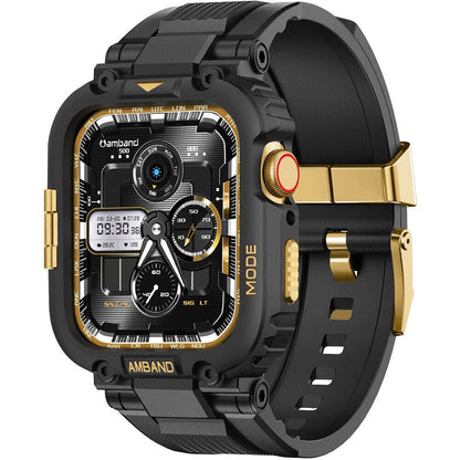 amBand Bands Compatible with Apple Watch 9/8/7/6/5/4 & SE 3/2/1 45mm/44mm Case for Men, M1 Sport Series Rugged Case Protective Cover for iWatch SE3/SE2/6/SE/5/4 44/45 mm Men Black