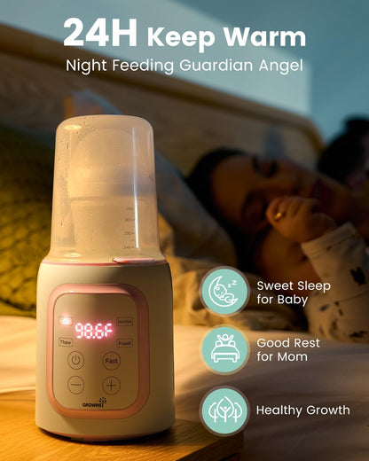 Grownsy 8-in-1 OG Fast Bottle Warmer with Timer, Gray