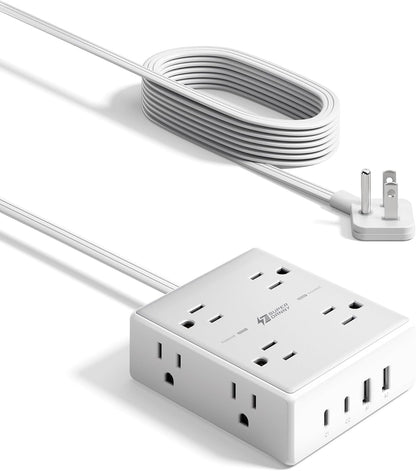 SUPERDANNY Extension Cord,Flat Plug Surge Protector Power Strip,6Ft