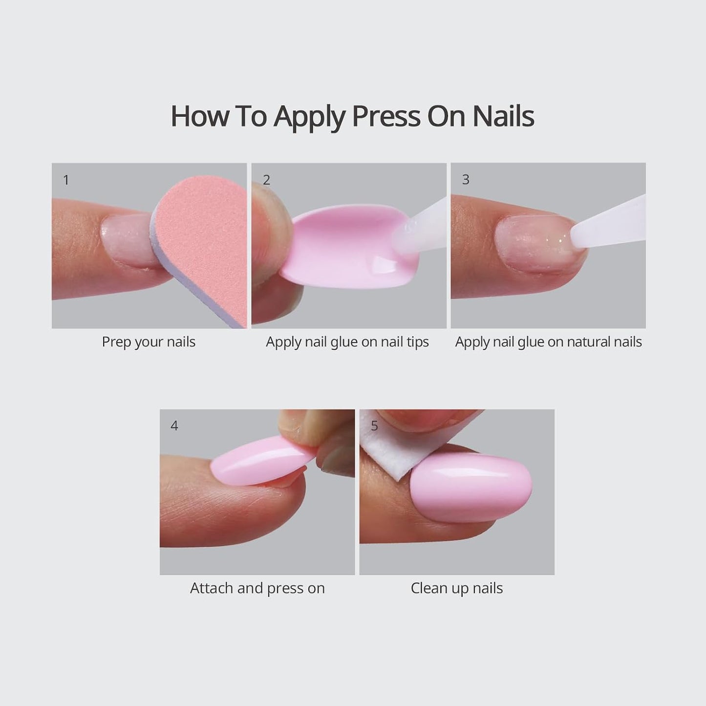 BTArtbox Press On Nails, Cream Puff, Short Almond, Ombre Off White, 32Ct