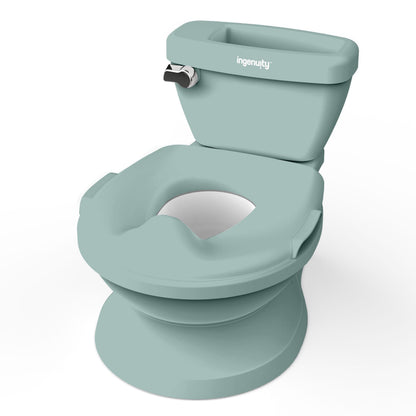 Ingenuity My Size Potty Pro 2-in-1 Potty Training Toilet, Floor Potty with Removable Potty Seat for Standard Toilets, Realistic Flushing Sound, for Toddlers Ages 18+ Months, Up to 50 lb