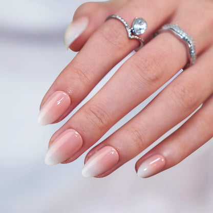 BTArtbox Press On Nails, Vanilla Cream, Short Square, Ombre Peach, 32Ct