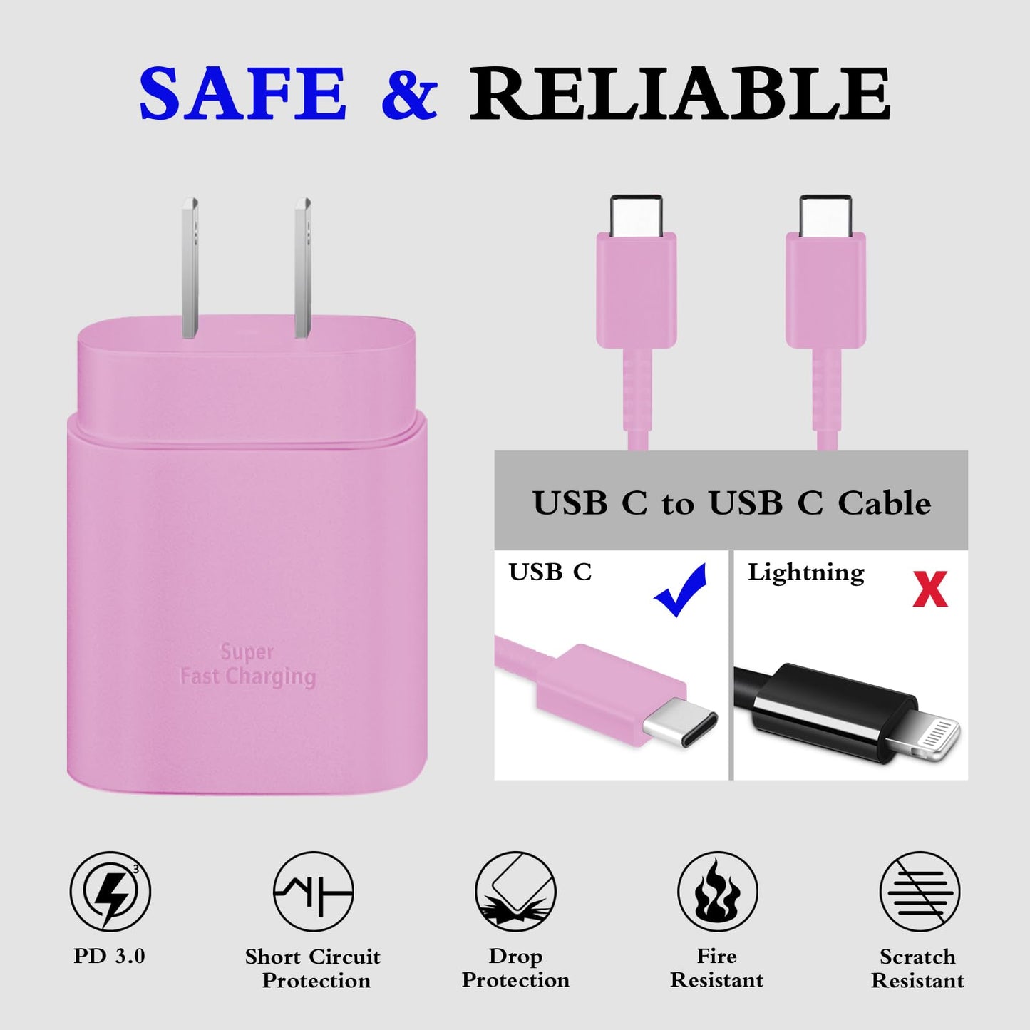 GUUSMART Type C Charger 2-Pack 25W Long 6ft USB C Charger Cable
