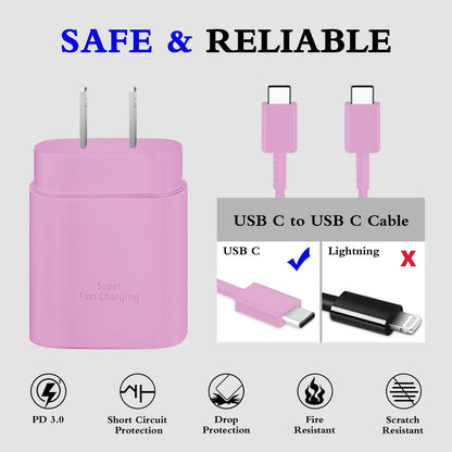 GUUSMART Type C Charger 2-Pack 25W Long 6ft USB C Charger Cable