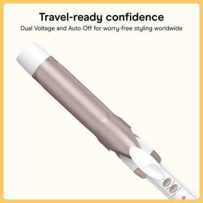 Conair Curling Iron, Double Ceramic, 1" Barrel, White/Rose Gold