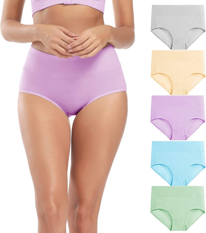 Molasus Women's Cotton Underwear High Waisted Full Coverage Ladies Panties (Regular & Plus Size)
