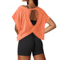 UNIANKIYA Open Back Workout Tops for Women Loose Fit Athletic Crop Tee Short Sleeve Gym Running Yoga Shirt