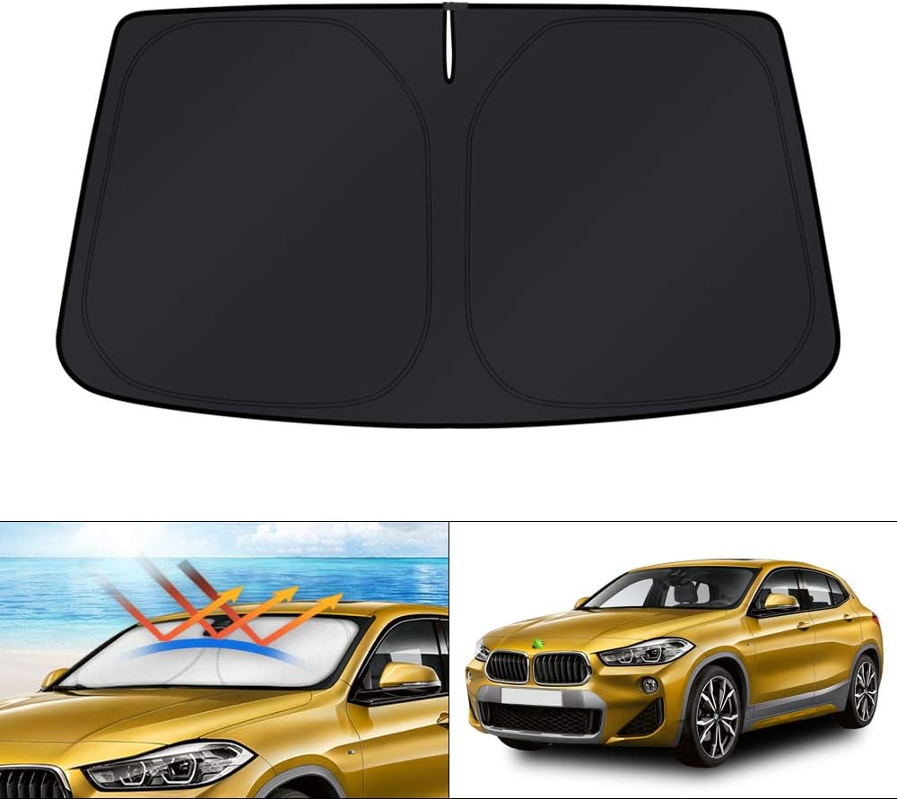 KUST Windshield Sun Shade for 2016 2017 2018 2019 2020 2021 2022 BMW X1 F48 Accessories Custom Fit Sunshade Foldable Window Sun Visor Protector Blocks UV Rays Keep Your Car Cooler