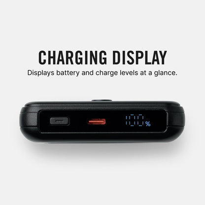 Ridge 20W Magnetic Power Bank Battery Pack 10,000mAh - Fast Charging, Compatible with MagSafe - Portable Charger Flight-Safe Travel Powerbank - Built-in Cables & Magnetic Attachment (Matte Black)