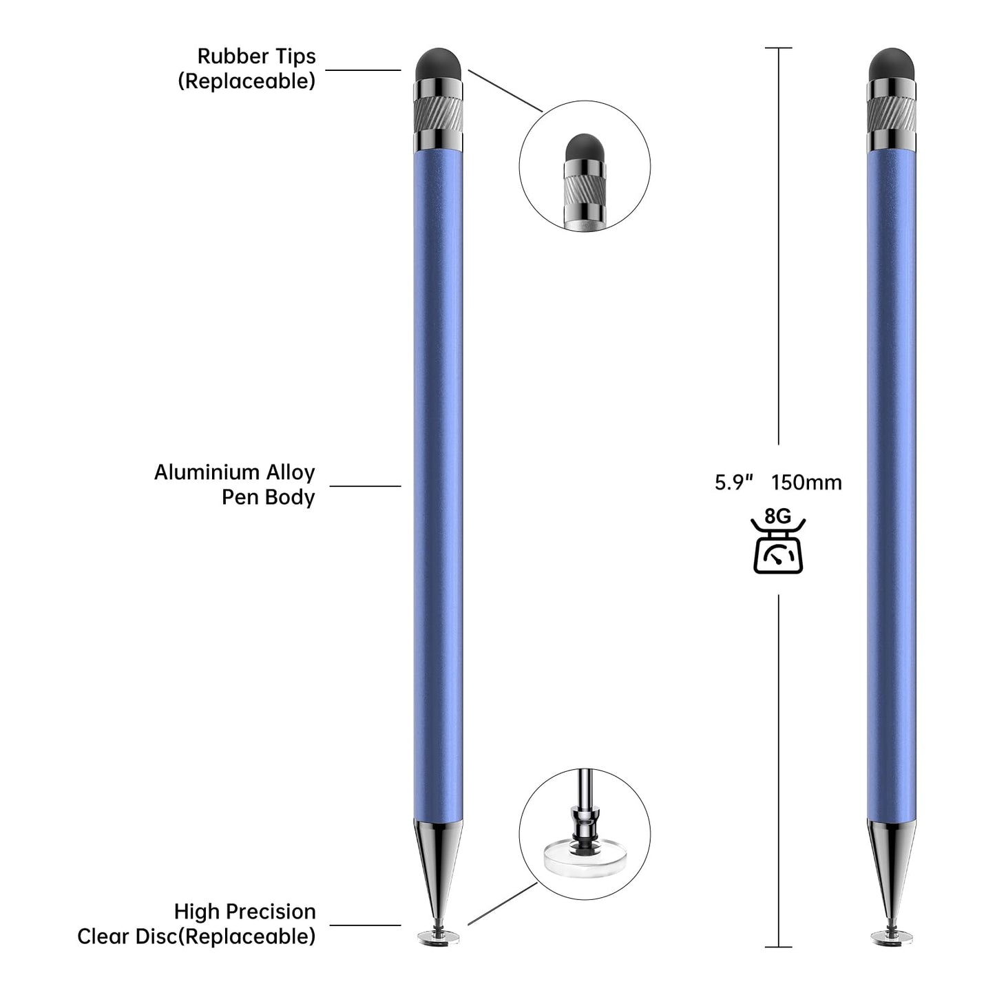 Bopomofo Stylus(5 Pcs),2-in-1 Stylus Pen for Touchscreen,Stylus Pen