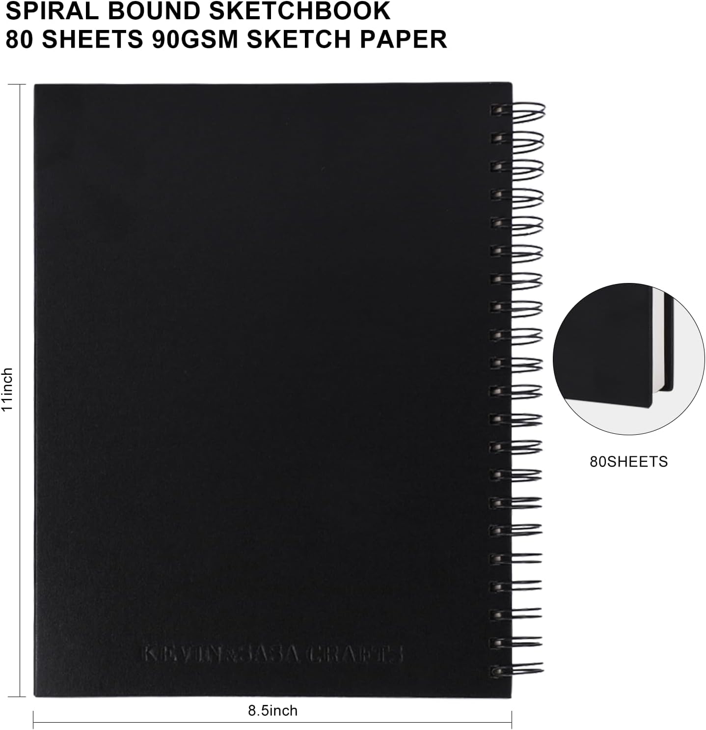 Hardbound Sketch Book, Spiral Bound, 8.5x11 inches